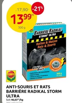 Offre: Anti-souris et rats BARRIÈRE RADIKAL storm ul
