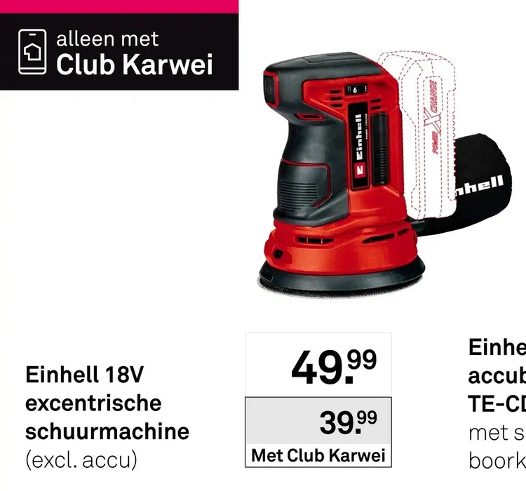 Aanbieding: Einhell 18V excentrische schuurmachine (excl.