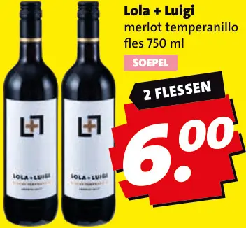 Aanbieding: Lola + Luigi Merlot temperanillo