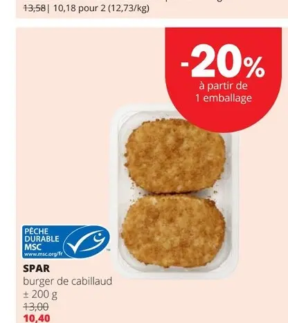 Offre: Burger de cabillaud