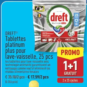 Offre: Tablettes platinum plus pour lave-vaisselle