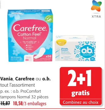 Offre: Vania, Carefree ou o.b.