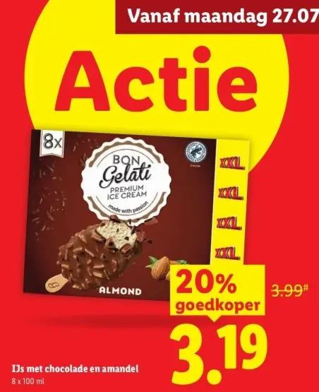 Aanbieding: IJs met chocolade en amandel