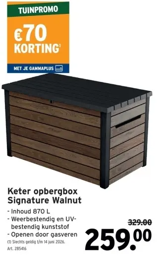 Promotie: Keter opbergbox Signature Walnut