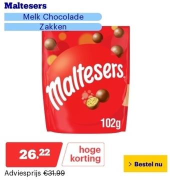 Aanbieding: Maltesers - Melk Chocolade Snoepjes - Zakken - 13 x 102g