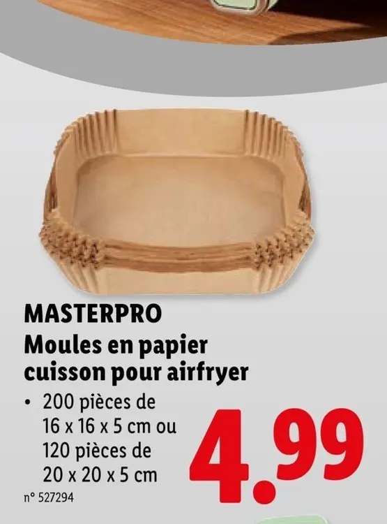 Offre: Moules en papier cuisson pour airfryer