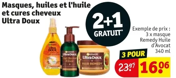 Offre: Masques, huiles et cures cheveux