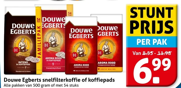 Aanbieding: Douwe Egberts snelfilterkoffie of koffiepads