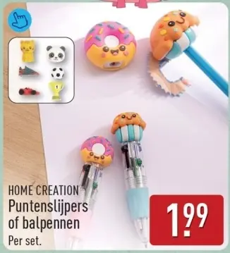 Aanbieding: Puntenslijpers of balpennen