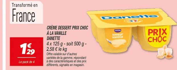 Offre: Crème dessert prix choc à la vanille