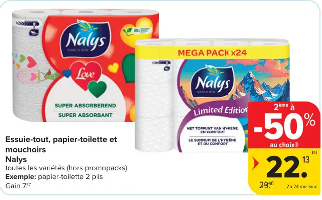 Offre: Essuie-tout, papier-toilette et mouchoirs