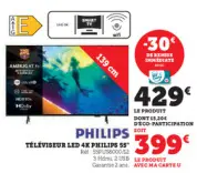 Offre: Téléviseur led 4k PHILIPS 55