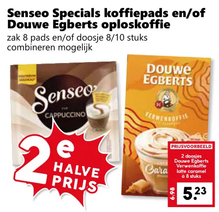 Aanbieding: Senseo Specials koffiepads en/of Douwe Egberts oploskoffie