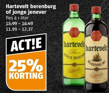 Aanbieding: Hartevelt berenburg of jonge jenever