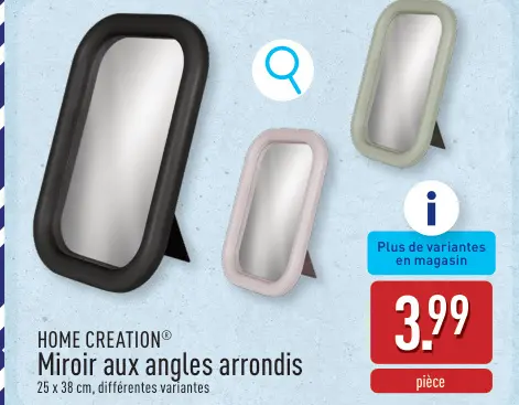 Offre: Miroir aux angles arrondis