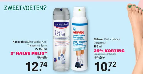 Aanbieding: Hansaplast Silver Active Voetdeodorant 72h
