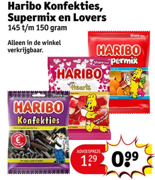 Aanbieding: Haribo Konfekties, Supermix en Lovers