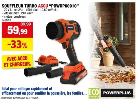 Offre: Souffleur turbo accu "POWDP60910"