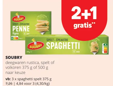 Promotie: Deegwaren rustica, spelt of volkoren