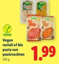 Aanbieding: Vegan ravioli of bio pasta van peulvruchten