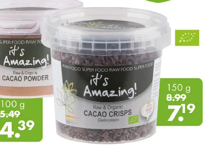 Aanbieding: it's Amazing! Raw & Organic Cacao Crisps Gebr