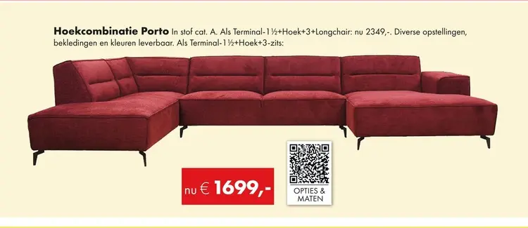 Aanbieding: Porto hoekbank rood