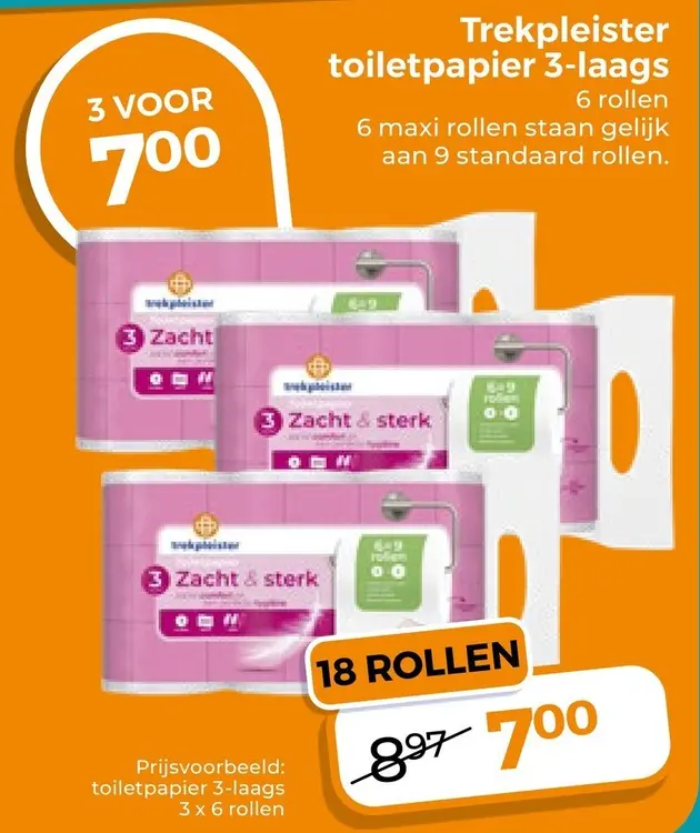 Aanbieding: Trekpleister toiletpapier 3-laags