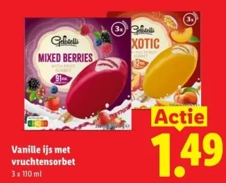 Aanbieding: Vanille ijs met vruchtensorbet