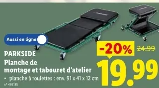 Offre: Planche de montage et tabouret d'atelier