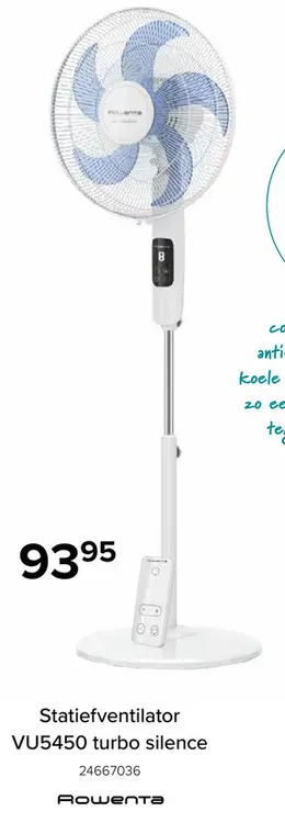 Promotie: Rowenta Turbo Silence VU5450F0 Ventilator - 8 Snelheden - Oscillatie - Wit