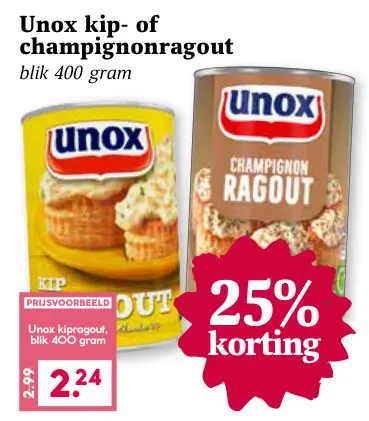 Aanbieding: Kip- of champignonragout