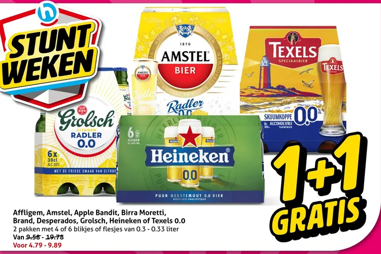Aanbieding: Affligem, Amstel, Apple Bandit, Birra Moretti