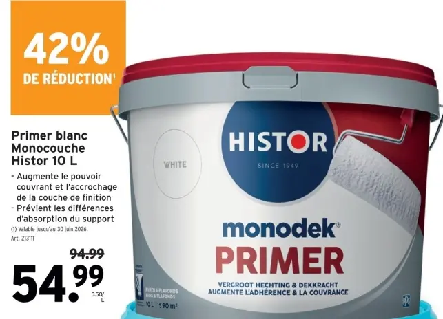Offre: Primer blanc Monocouche Histor