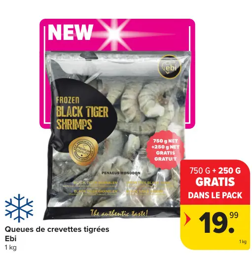 Offre: Queues de crevettes tigrées
