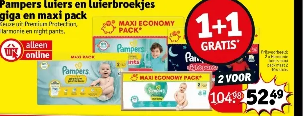 Aanbieding: Pampers luiers en luierbroekjes giga en maxi pack