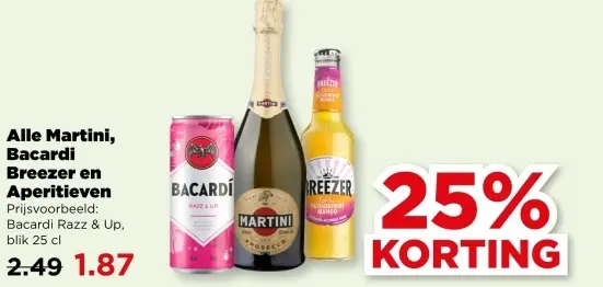 Aanbieding: Martini, Bacardi Breezer en Aperitieven