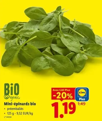 Offre: Mini-épinards bio