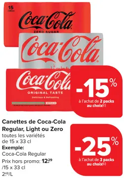 Offre: Canettes de Coca-Cola Regular, Light ou Zero