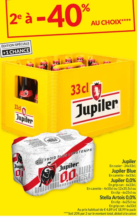 Offre: Jupiler, Jupiler Blue, Jupiler 0.0%, Stella Artois 0.0%
