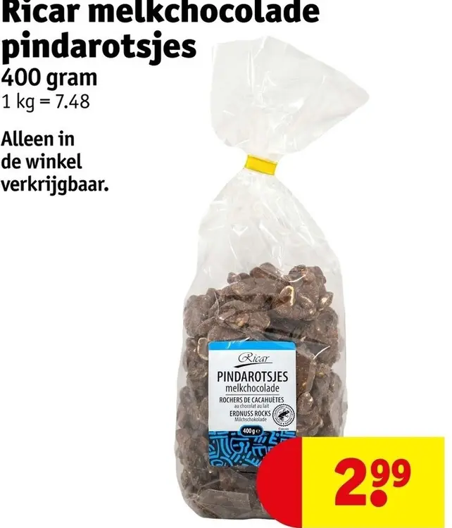 Promotie: Ricar Melkchocolade pindarotsjes