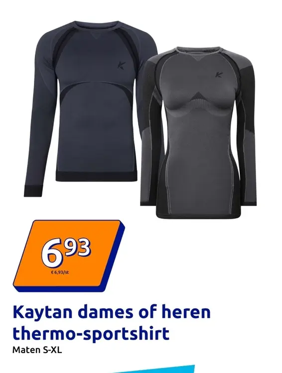 Aanbieding: Kaytan dames of heren thermo-sportshirt