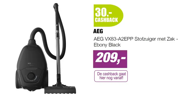 Aanbieding: AEG VX83-A2EPP Stofzuiger met Zak - Ebony Black
