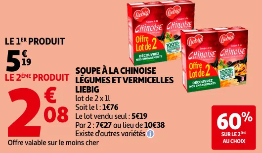 Promotie: Soupe à la chinoise légumes et vermicelles