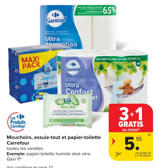 Offre: Mouchoirs, essuie-tout et papier-toilette