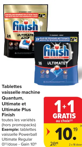 Offre: Tablettes vaisselle machine Quantum, Ultimate et Ultimate Plus