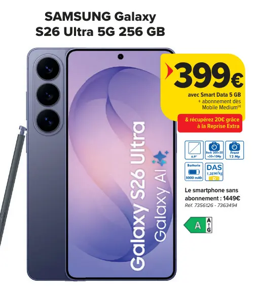 Offre: Galaxy S26 Ultra 5G 256 GB