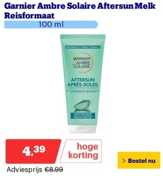 Aanbieding: Garnier Ambre Solaire Aftersun Melk Reisformaat - 100 ml