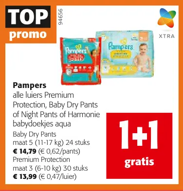 Aanbieding: Alle luiers Premium Protection, Baby Dry Pants of Night Pants of Harmonie babydoekjes aqua