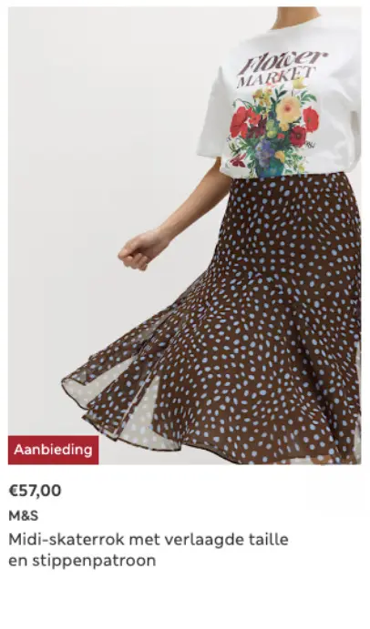 Aanbieding: Midi-skaterrok met verlaagde taille en stippenpatroon