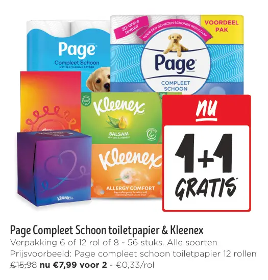 Aanbieding: Page Compleet Schoon toiletpapier & Kleenex